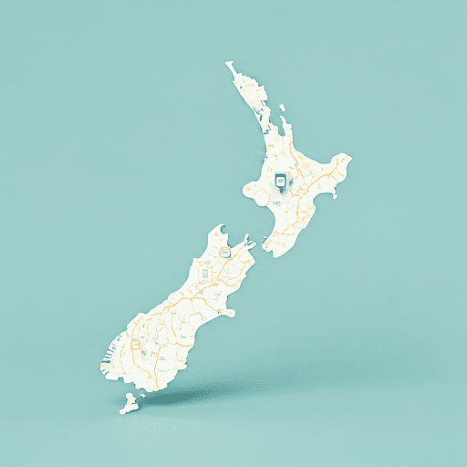 Map of New Zealand with charging stations